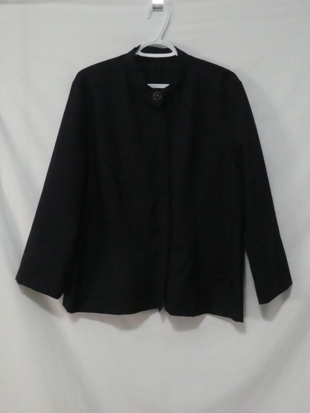 Handmade Blue Mandarin Collar Blazer - Minimalist P2P 23.5"